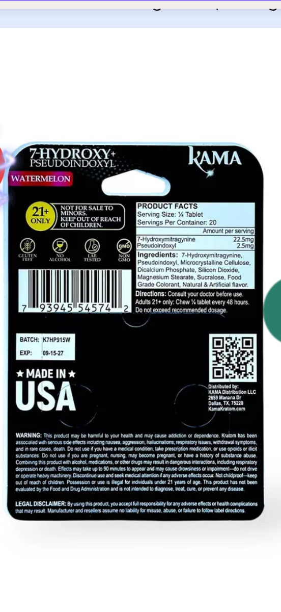 Kama Tablets Watermelon 500mg – 5ct (100mg/tab)
